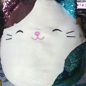 15” Squishmallow Shany cat mermaid flip sequins CUTE